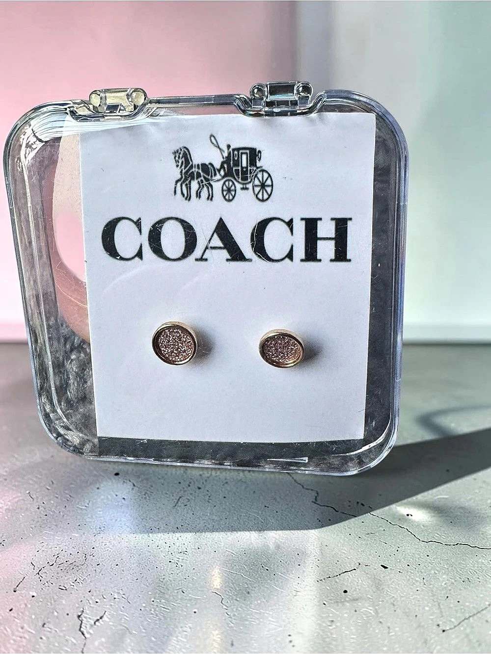 Coach Halo Round Stud Earrings Stud Earrings in Brown & Gold NWT